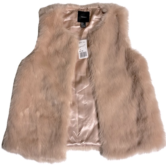 New! Forever 21 Faux Fur Pink Mauve Vest Size S